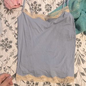 Lace Blue Cropped Tank Top